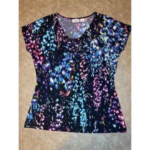 Cato Women's Size Small Printed Multicolor Casual Top Sz MEDIUM shirt / Blouse